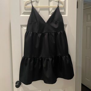 H&M black duchess satin cocktail dress, M